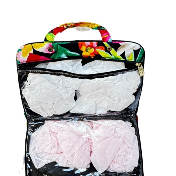 Vintage NEW WITH TAGS Leslie Fay Cosmetic Travel Bag Set Tropical Floral Multi - Picture 4 of 11
